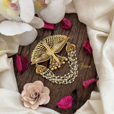 Vriksham Antique Peacock Feather Design With Pearl Layer Jada Billai-G19260